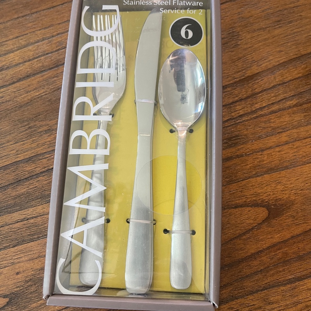 6 Pc Bonus Fork Spoon Knife Flatware Set 18/0 Cambridge